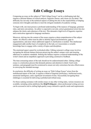 Edit College Essays PDF