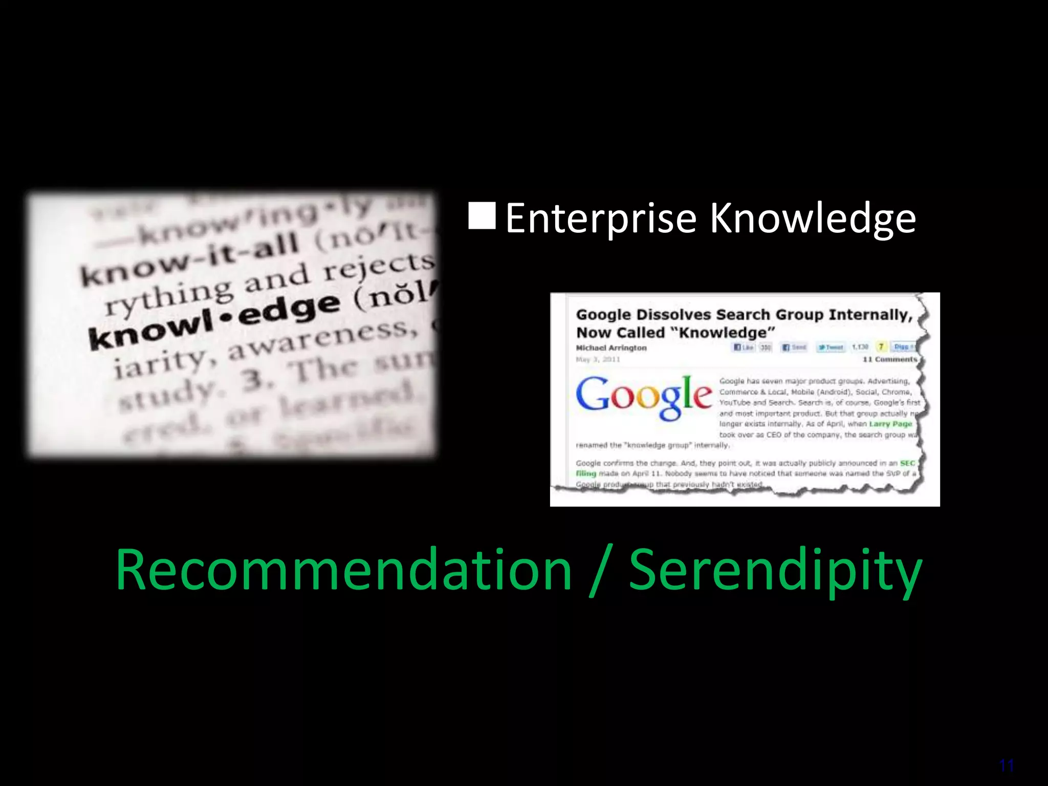 Enterprise Knowledge

Recommendation / Serendipity
11

 