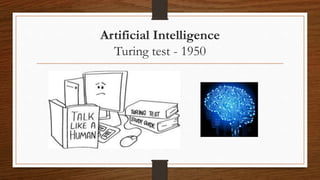 Artificial Intelligence
Turing test - 1950
 