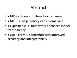 Explainable Deep Learning Framework for Early Alzheimer's Disease ...