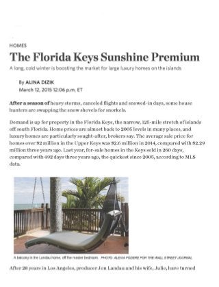 Cory Held Preferred Properties, Key West Real Estate Expert, Quoted in Wall Street Journal