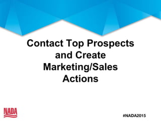 Contact Top Prospects
and Create
Marketing/Sales
Actions
 