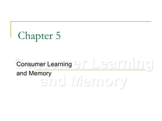 Chapter 5 Consumer Learning and Memory Consumer Learning and Memory 