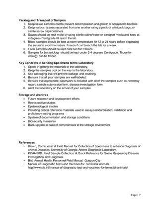 Collection and Handling of Specimens for Laboratory Diagnosis | DOCX