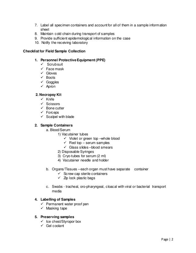 Collection and Handling of Specimens for Laboratory Diagnosis