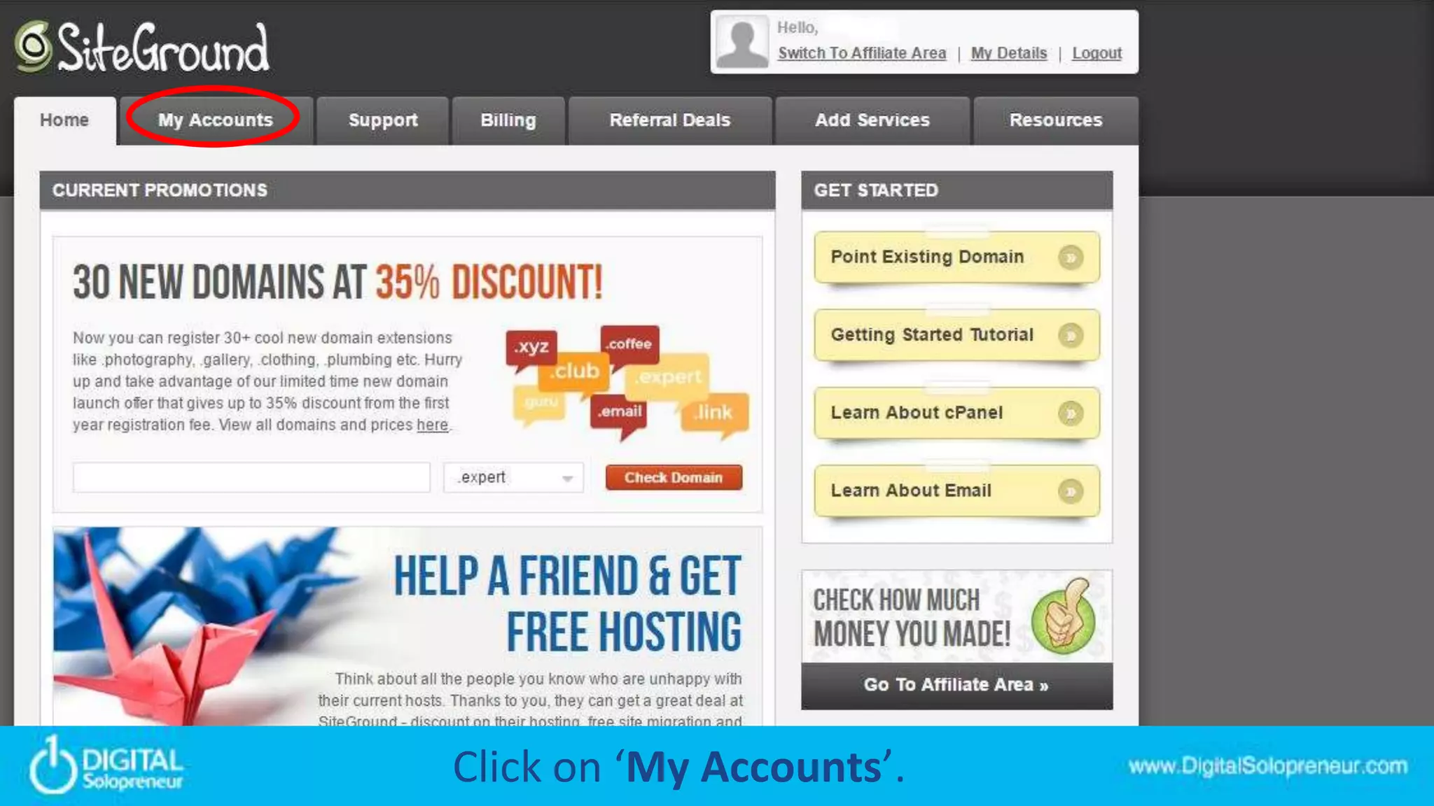 Click on ‘My Accounts’.