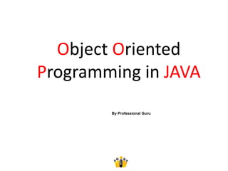Object Oriented
Programming in JAVA
By Professional Guru
 