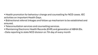 National programme for prevention and control of non communicable ...