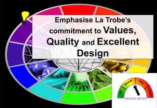 Emphasise La Trobe‟s
commitment to Values,

Quality and Excellent
Design

 