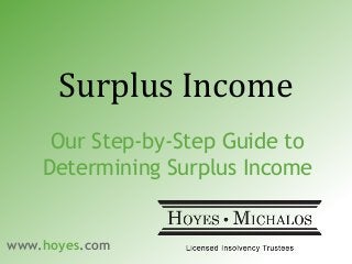 Surplus Income
Our Step-by-Step Guide to
Determining Surplus Income
www.hoyes.com
 