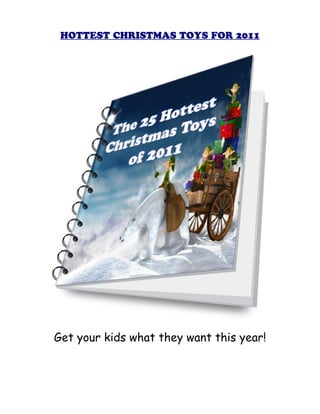 HOTTEST CHRISTMAS TOYS FOR 2011




Get your kids what they want this year!
 