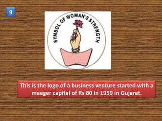 9




    This is the logo of a business venture started with a
         meager capital of Rs 80 in 1959 in Gujarat.
 