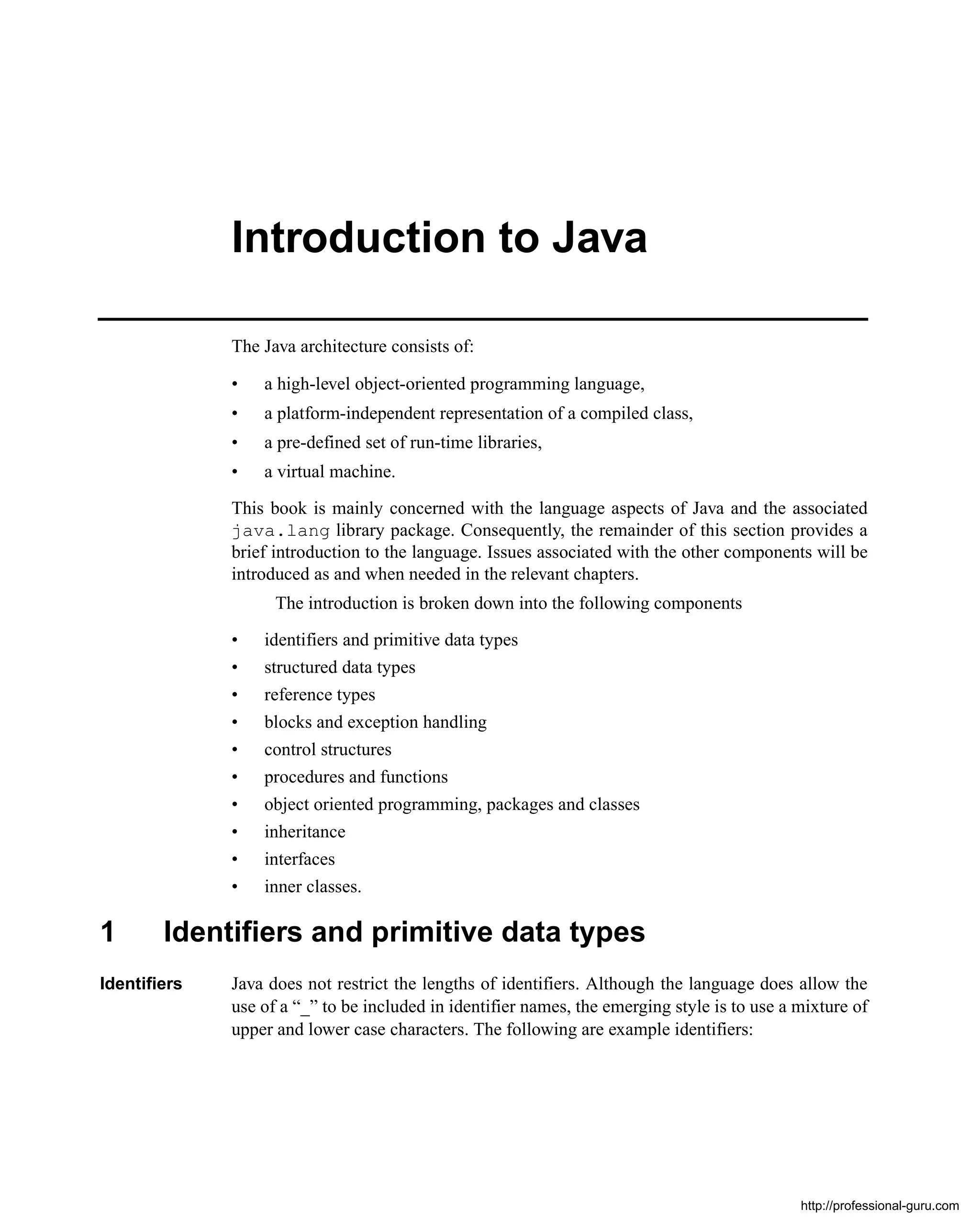Introduction to JAVA | PDF