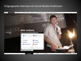 Eingangsseite Interview mit Social Media-Funktionen
 