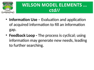 Wilson Model First Wilson's Model of Information Behaviour | PPTX