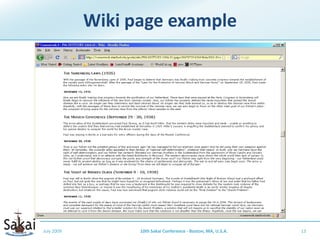 First, the students constructed a childhoodJuly 2009910th Sakai Conference - Boston, MA, U.S.A.