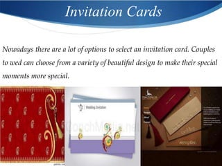 Invitation Cards

Nowadays there are a lot of options to select an invitation card. Couples
to wed can choose from a variety of beautiful design to make their special
moments more special.
 