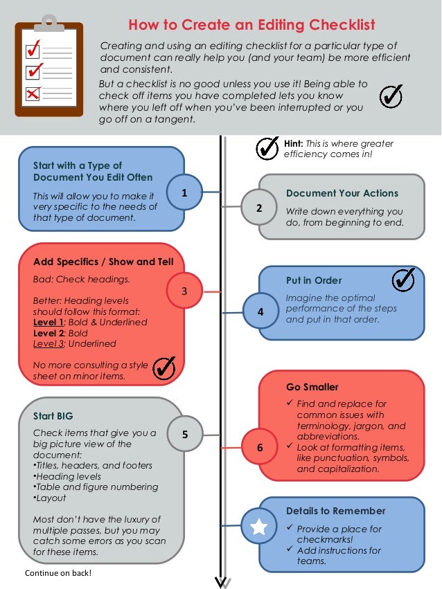 how to create an editing checklist create a check list