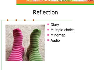 Reflection Diary Multiple choice Mindmap Audio 