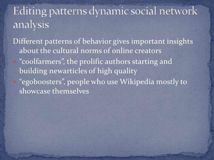 Editing Behavior Of Wikipedia Editors