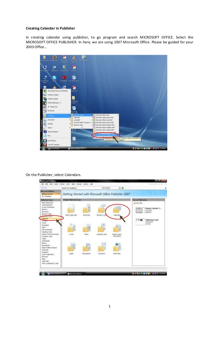 creating a calendar in word