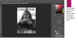 I then added
the title and
added a
blurred affect
around the
word apart
from around
the ‘C’
 