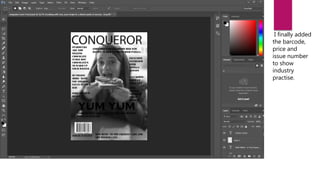 I finally added
the barcode,
price and
issue number
to show
industry
practise.
 