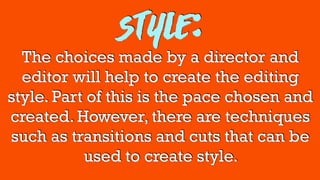 Film Language: Editing explanation examples and worksheets. | PDF