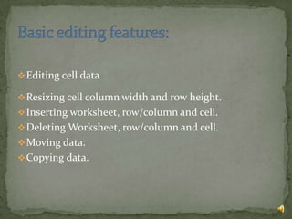 Editing in ms excel | PPTX
