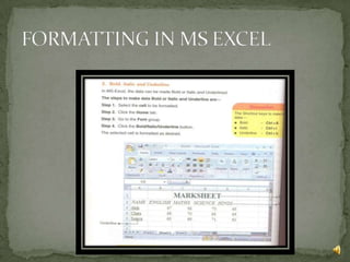 Editing in ms excel | PPTX