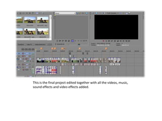 This is the final project edited together with all the videos, music,
sound effects and video effects added.
 
