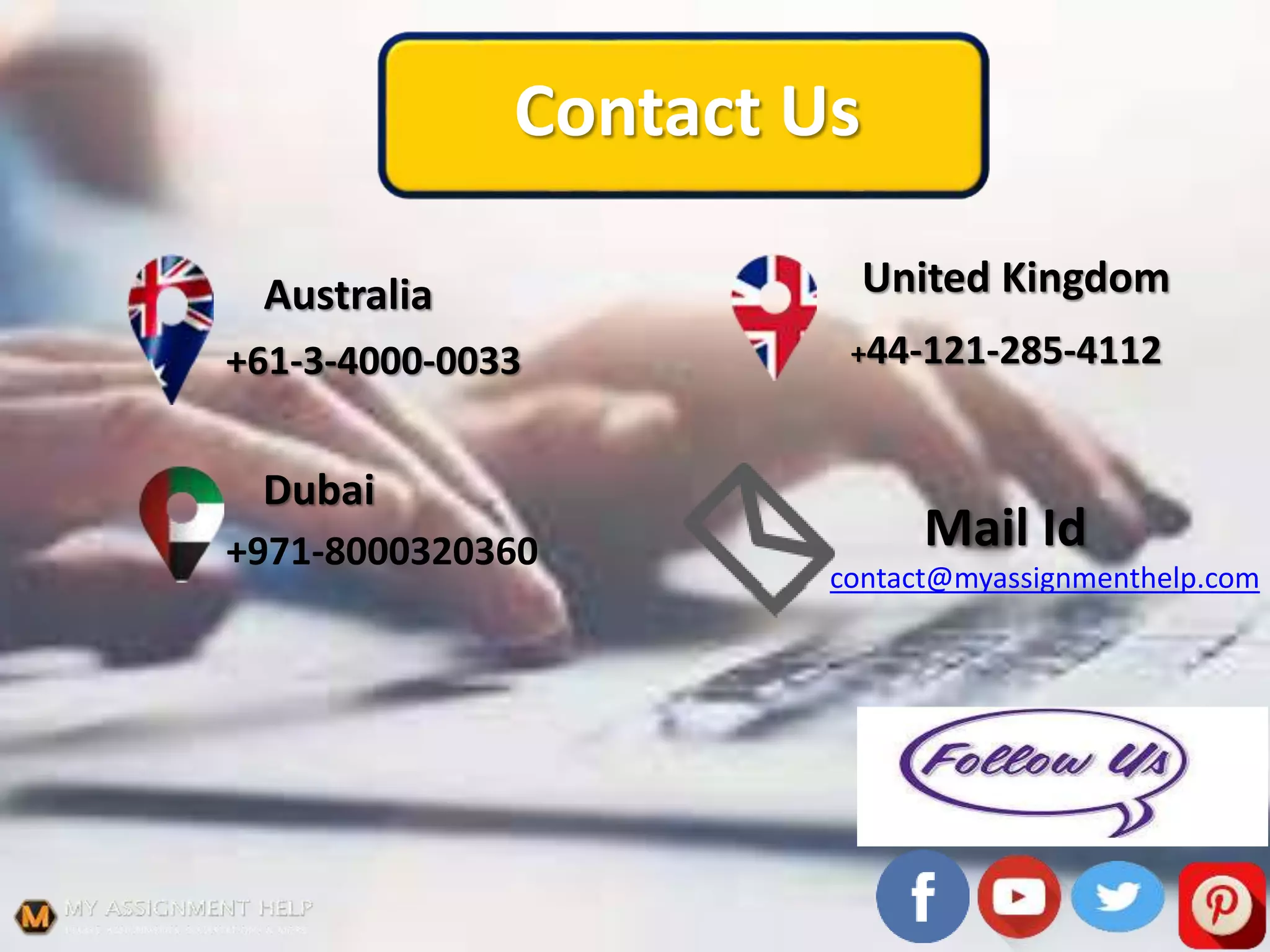 Australia
+61-3-4000-0033
Dubai
+971-8000320360
United Kingdom
+44-121-285-4112
Mail Id
contact@myassignmenthelp.com
Contact Us
 