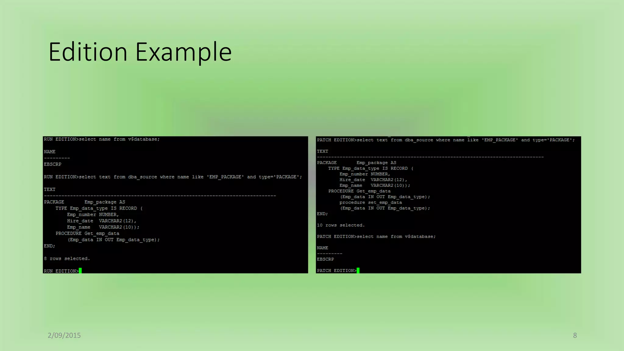 Edition Example
2/09/2015 8
 