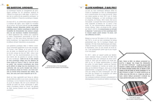 22
23 LE livre numérique : à QUEL PRIX?
Le prix du livre numérique demeure élevé en
France et représente un frein au développement
de la consommation de ce type de format. Selon
une étude publiée en mars 2012 par le Centre
d’analyse stratégique, un livre numérique coûte
en moyenne, en France, 30% moins cher qu’un
livre papier. La plupart des livres numériques sont
ainsi proposés au-dessus de 10 euros à leur
sortie. Or, les consommateurs attendent un prix
encore inférieur. Selon une étude de GfK, reprise
par Slate.fr (2012), le consommateur se dit prêt
à dépenser 7 euros pour un livre numérique dont
la version papier serait vendue 18 euros, soit
une différence de 60%.
Malgré un taux de TVA réduit à 5,5% depuis jan-
vier 2013, le prix du livre numérique ne baisse
globalement pas. Sur la boutique d’Apple, par
exemple, 5% des livres électroniques sont dispo-
nibles en français d’après une étude de Youboox
et Storeslytics, pour un prix moyen de 9,30 eu-
ros. C’est pratiquement autant que le prix moyen
d’un livre papier.
En 2011, selon un rapport publié par Bertels-
mann, Random House a recensé 40 000 titres
disponibles dans son catalogue de livres numé-
riques et, alors que ses revenus ont chuté pen-
dant un an, sa marge opérationnelle n'a cessé
de croitre. Un autre rapport, publié par Pearson,
montre la faiblesse du nombre de ventes réali-
sées par les éditions Penguin, alors que la marge
opérationnelle a progressé de 5%, grâce là en-
core aux ventes de livres numériques. Les reve-
nus tirés par Penguin du numérique ont même
doublé en 2011, comparé à 2010.
Ces pratiques tarifaires entravent probablement le
développement du marché de l’édition numérique.
Selon l’étude du Motif, les éditeurs parviennent au-
jourd’hui à dégager "des marges très intéressantes
sur leurs livres numériques" : la part du prix de vente
revenant à l’éditeur bondit par exemple de 36% pour
une version physique vendue chez un libraire à 55%
lorsque le titre est vendu en format numérique sur les
sites d’Amazon ou Apple. Un constat confirmé par les
chiffres venus des Etats-Unis où, malgré des ventes en
berne, certains éditeurs parviennent à améliorer leur
marge opérationnelle grâce aux ventes d’e-books.
Des questions juridiques
Le numérique impose un changement de para-
digme juridique sur de nombreux secteurs et
l’édition ne coupe pas à cette règle. Le droit d’au-
teur est au centre de ces questions juridiques. Le
contrat d’édition à l’heure du numérique s’adapte.
En mars 2013, un contrat entre auteurs et éditeurs
a d’ailleurs été signé, sous l’égide du ministère
de la Culture. Cet accord précise que les contrats
d’édition devront désormais prévoir une partie
spécifique pour l’édition numérique et définir les
modalités de rémunération des auteurs compte
tenu de ces nouveaux modèles économiques.
Il définit également des critères pour apprécier
la notion d’exploitation permanente et suivi de
l’œuvre, à la fois sous forme imprimée et sous
forme numérique. Les négociations entre auteurs
et éditeurs doivent néanmoins se poursuivre.
Les questions juridiques liées à l’édition numé-
rique concernent également le prix des ouvrages.
En France, c’est l’éditeur et lui seul qui fixe le
prix de vente, un dispositif que l’on doit à la loi
sur le prix unique du livre de 1981, mise à jour
en 2011 sur les recommandations de la mis-
sion Zelnik afin de prendre en compte l’arrivée
du livre numérique. Cette loi sur le prix unique
du livre numérique oblige tous les éditeurs de
livres situés en France à fixer le "prix de vente
au public" des versions numériques des livres
qu'ils éditent et oblige tous les marchands à s'y
conformer dès lors qu'ils vendent des livres à
des acheteurs situés en France. Les livres enri-
chis au format ePub contenant des vidéos, des
liens, des sons sont aussi impactés par la loi.
Seuls les livres applicatifs sont tenus en dehors
du périmètre de cette loi sur le prix unique du livre
numérique. La loi s’impose à tous les revendeurs,
où qu’ils se situent, dès lors qu’ils exercent une
activité de vente de livres numériques à desti-
nation d’acheteurs situés en France. Les géants
du Web comme Amazon sont donc également
concernés.
la loi du prix unique :
une exception culturelle française
de Beaumarchais à l'ère du numérique,
la question du droit d'auteur reste d'actualité.
 
