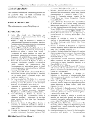 Pharmaceutical care performance of community pharmacies in a state in ...