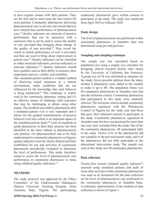 Pharmaceutical care performance of community pharmacies in a state in ...