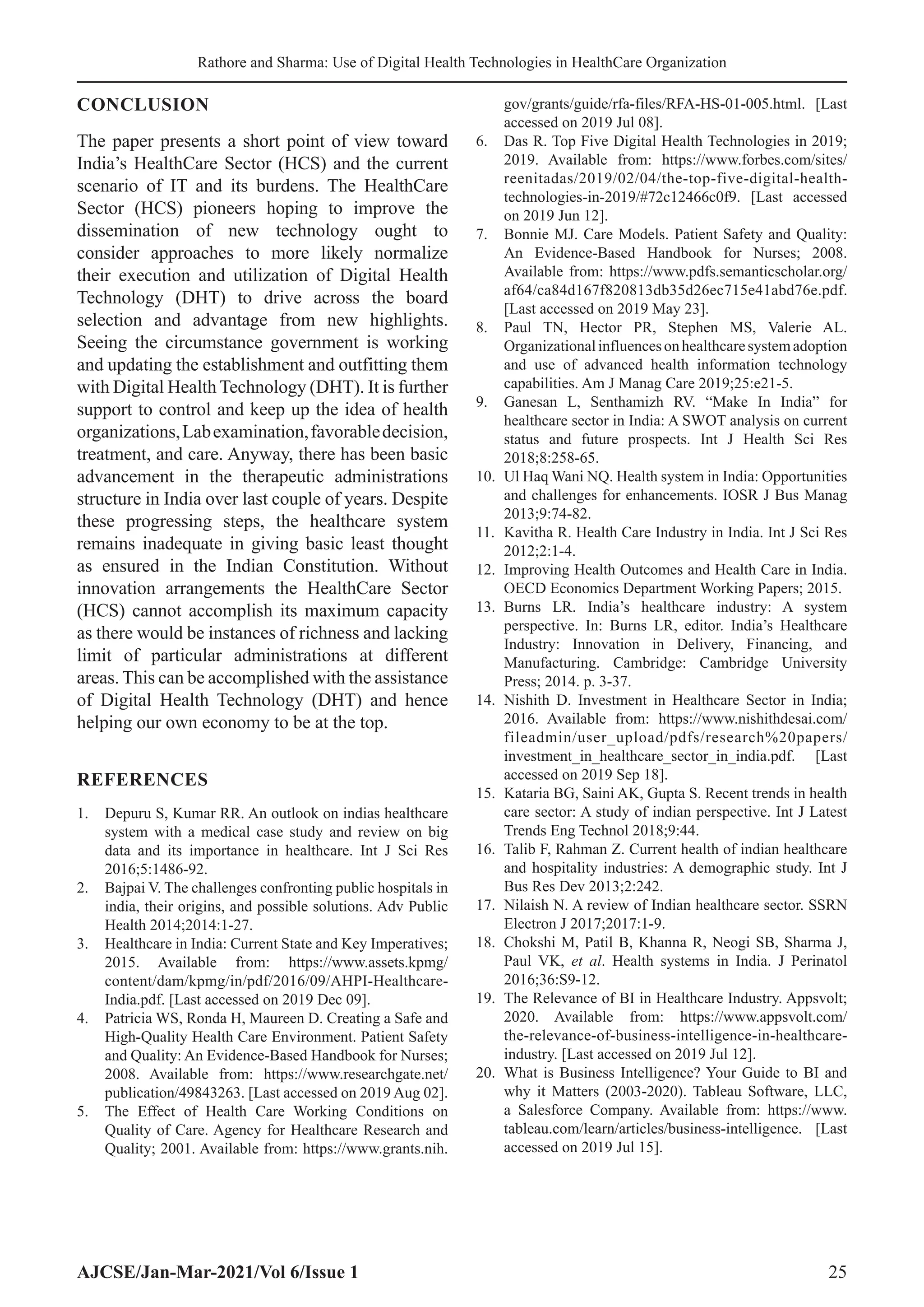 Use of Digital Health Technologies in HealthCare Organization: A System ...