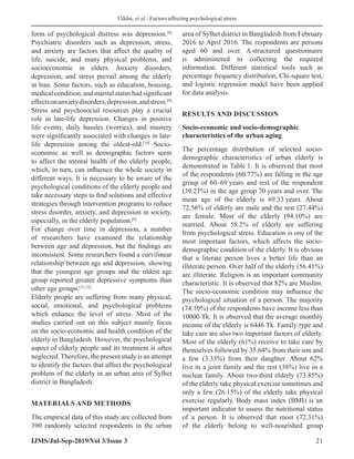 Factors affecting psychological stress of elderly in urban Bangladesh | PDF