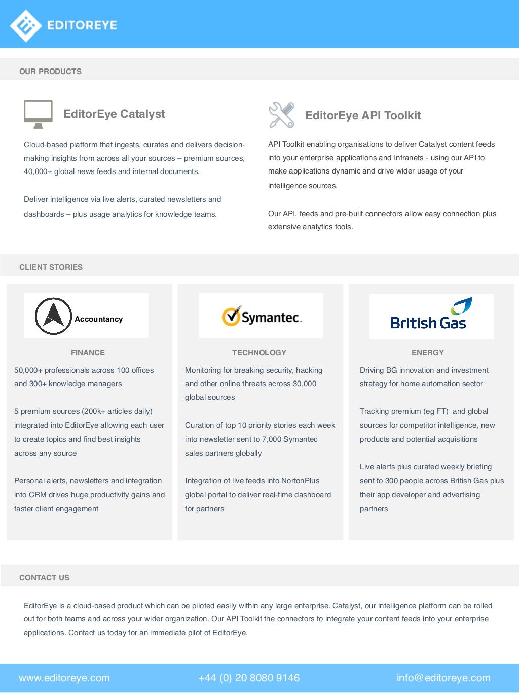 EditorEye Catalyst Platform Fact Sheet