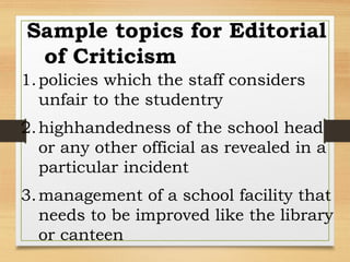 Sample Editorial Topics Writing Editorial Advacned Tips and Tricks | PPTX