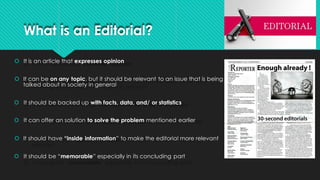 Sample Editorial Topics Mastering Editorial and Column Writing: Tips for Winning Competitions ...