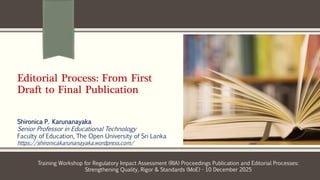 Editorial Process - From First Draft to Final Publication ...