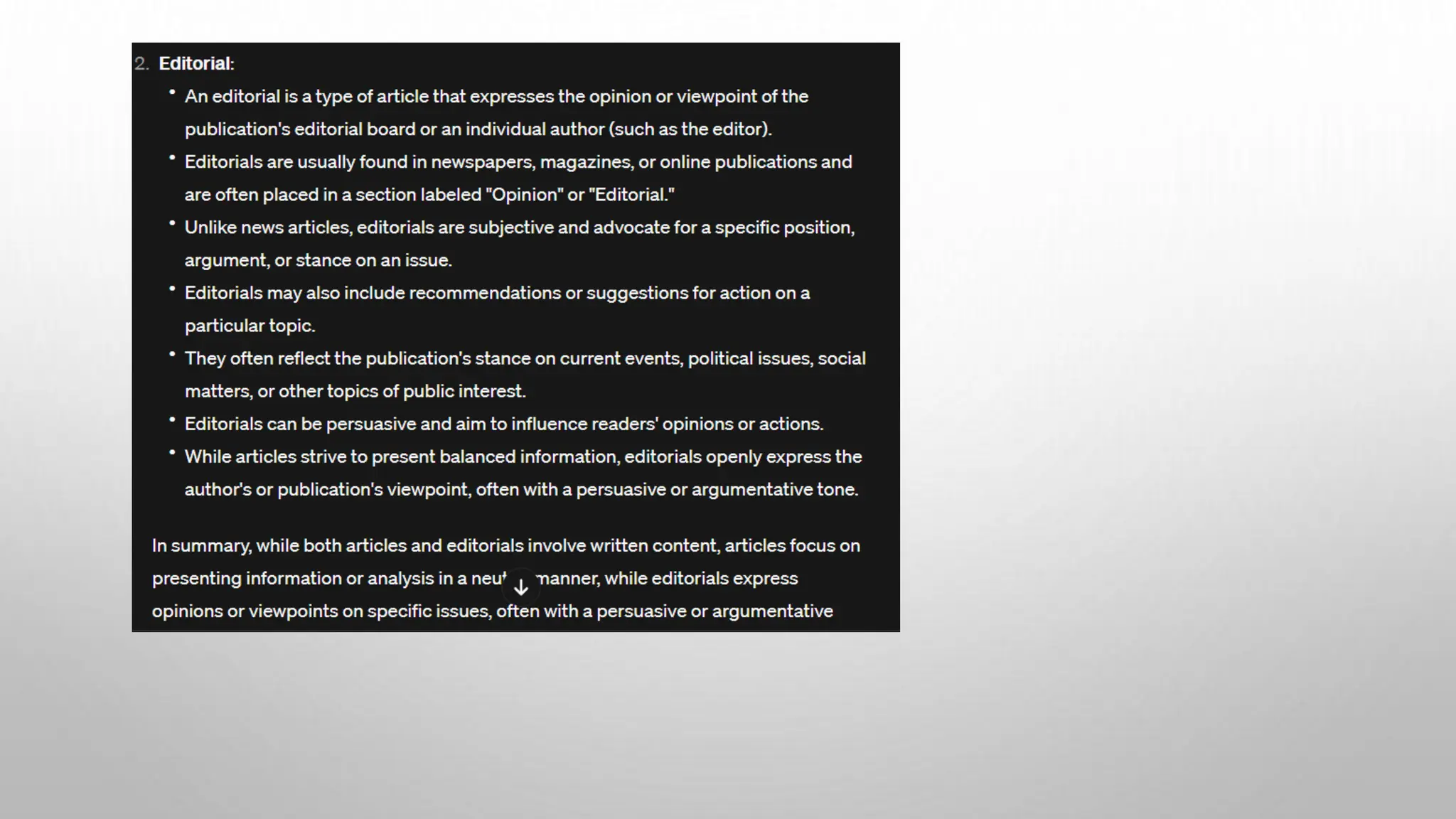 steps on how to write an Editorial writing