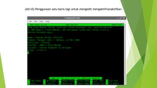 (Alt+O) Penggunaan satu baris lagi untuk mengedit mengaktifnonaktifkan
 