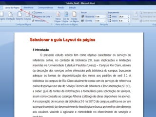 Selecionar a guia Layout da página 