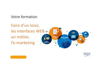 Votre formation
Faire d’un loisir,
les interfaces WEB
un métier,
l’e-marketing
 