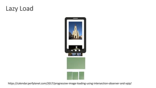 Lazy Load
https://calendar.perfplanet.com/2017/progressive-image-loading-using-intersection-observer-and-sqip/
 