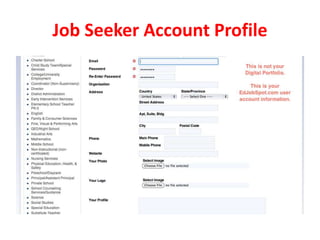 Job Seeker Account Profile
 