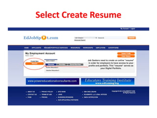 Select Create Resume
 
