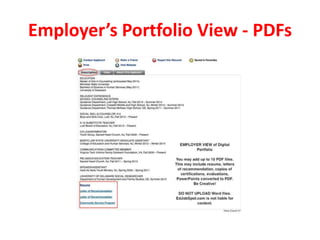 Employer’s Portfolio View - PDFs
 